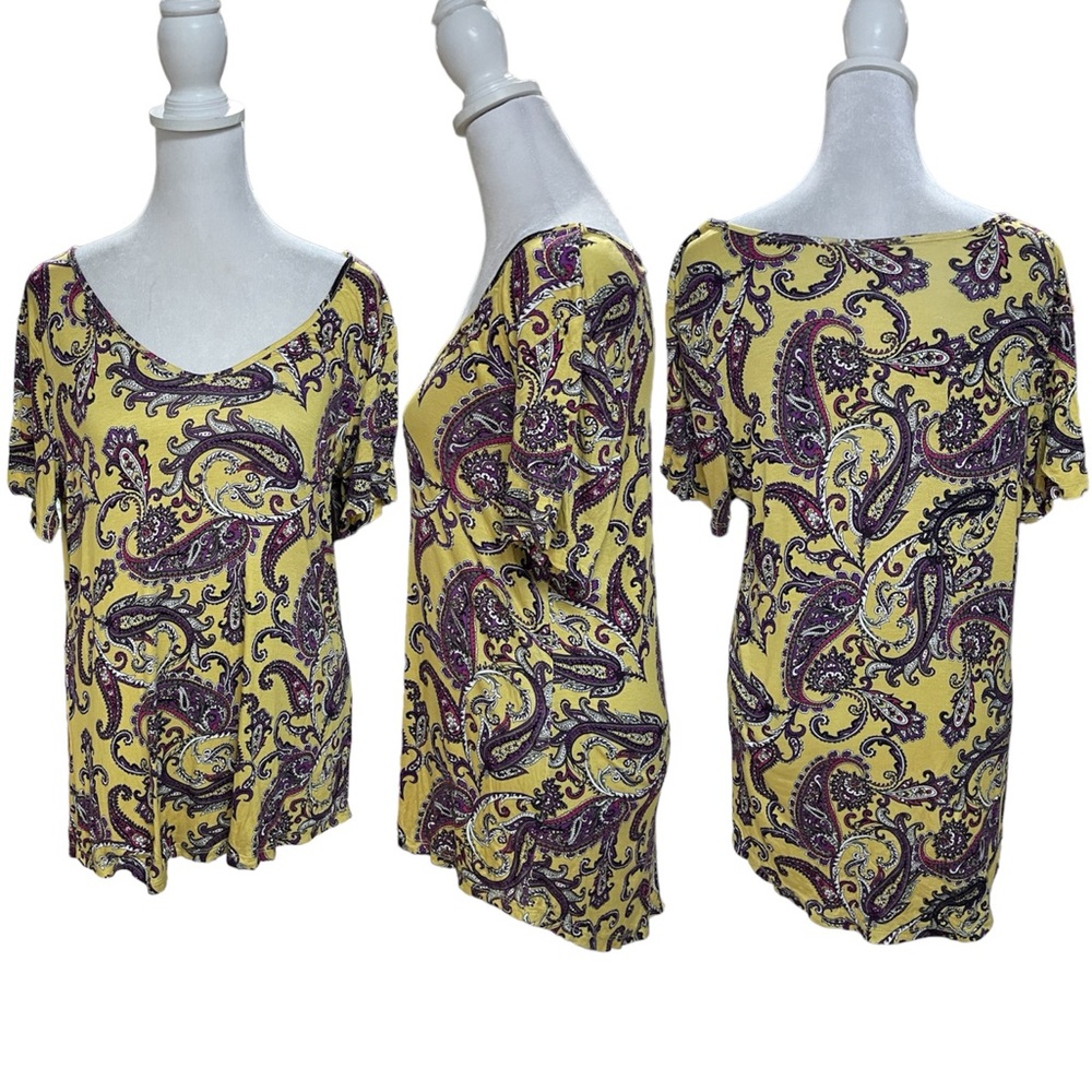 Como Vintage Multicolor Paisley Print The Perfect Tee Short Sleeve Size PL